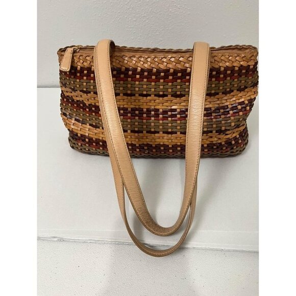 Vintage Fossil leather basket weave shoulder bag medium size - Picture 3 of 10